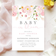 Baby in bloei roze bloemen Baby shower uitnodiging