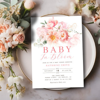baby in bloei roze bloemig baby shower kaart