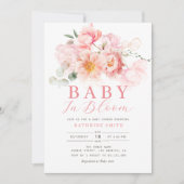 baby in bloei roze bloemig baby shower kaart (Voorkant)