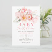baby in bloei roze bloemig baby shower kaart (Staand voorkant)