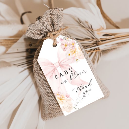 Baby in bloei roze boog Baby shower cadeau Label Cadeaulabel