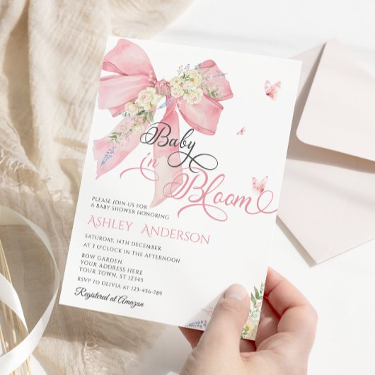 Baby in bloei roze boog Baby shower Kaart