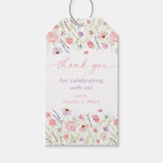 Baby in bloei roze pastel wilde bloem Baby shower Cadeaulabel (Voorkant)