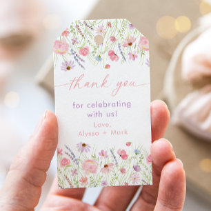 Baby in bloei roze pastel wilde bloem Baby shower Cadeaulabel