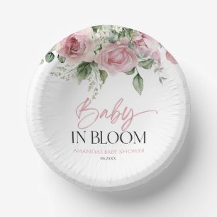 Baby in bloei roze roos bloemig Baby shower Papieren Kommen