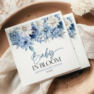 Baby in bloei stoffig blauw bloemig Baby shower Servet