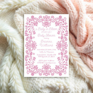 Baby in bloei stoffig roze Mexicaans baby shower Kaart