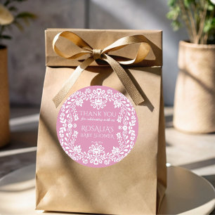 Baby in bloei stoffige roze Mexicaanse baby shower Ronde Sticker