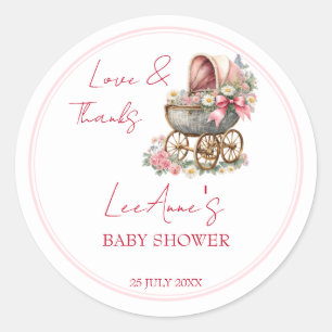 Baby in bloei  vervoer baby shower gunst ronde sticker