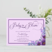 Baby in bloei Waterverf Paarse bloem Baby shower Kaart (Staand voorkant)