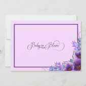 Baby in bloei Waterverf Paarse bloem Baby shower Kaart (Achterkant)