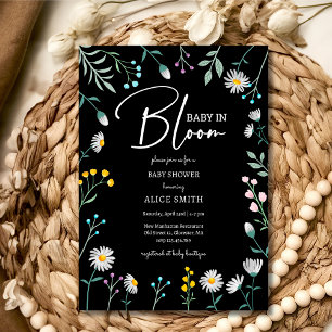 Baby in bloei zwart daisy Baby shower Kaart