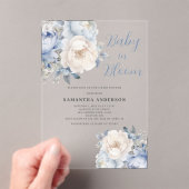 Baby in bloesem blauw bloemenjongen Baby shower Acryl Uitnodigingen (Insitu (Draagbaar))