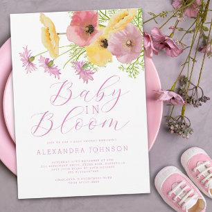Baby In Bloom Aquarel Roze Geel Bloemmotief Kaart
