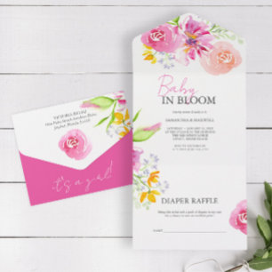 Baby in Bloom Aquarelle Bébé Douche Invitations