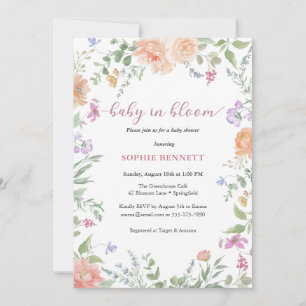 Baby in Bloom Aquarelle florale Invitation