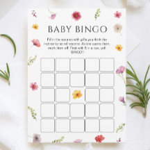 Baby in Bloom Baby shower Bingo Game Kaart