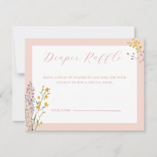 Baby in Bloom Baby shower Diaper Raffle Kaart Notitiekaartje