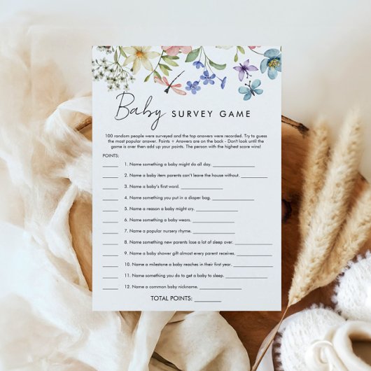 Baby in Bloom Baby shower Game Kaart