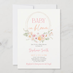 Baby in Bloom Baby shower Girl Invitation Kaart