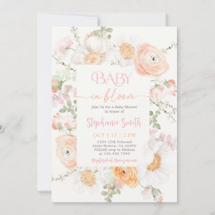 Baby in Bloom Baby shower Girl Invitation Kaart