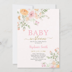 Baby in Bloom Baby shower Girl Invitation Kaart