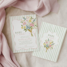 Baby in Bloom Baby Shower Groen Roze Bloemstuk