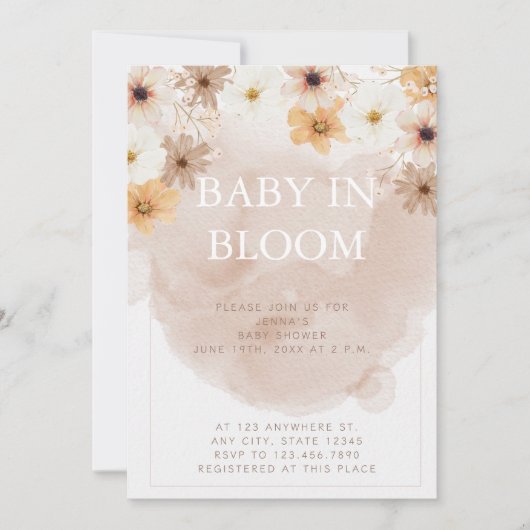 Baby in Bloom Baby shower Invitation (Devant)
