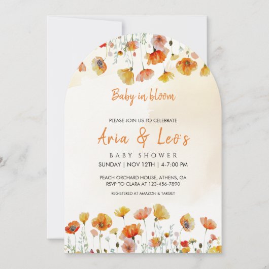 Baby in Bloom Baby shower Invitation (Devant)