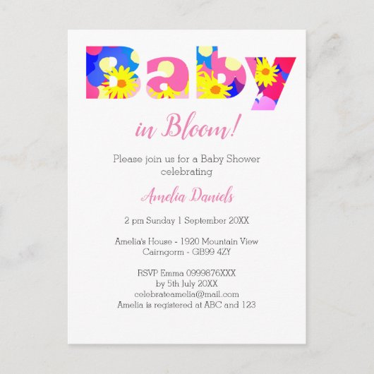 Baby in Bloom Baby shower Invitation (Devant)