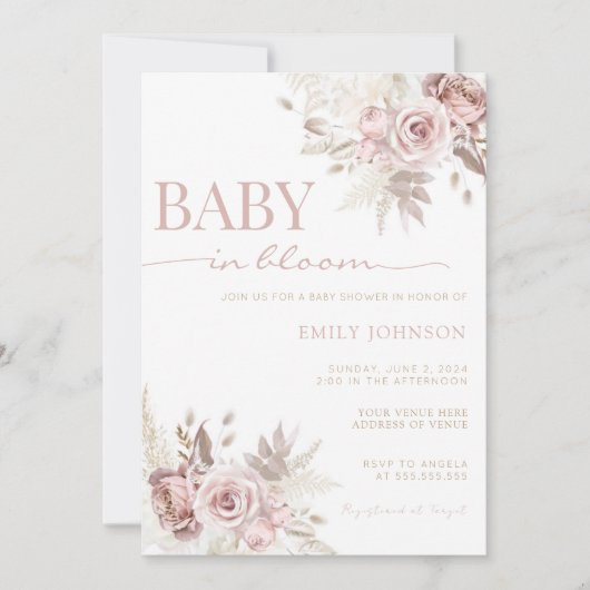 Baby in Bloom Baby shower Invitation (Devant)
