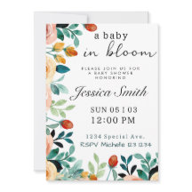 Baby in Bloom Baby shower Invitation