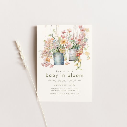 Baby in Bloom Baby shower Invitation