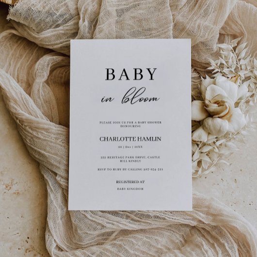Baby in Bloom Baby shower Invitation