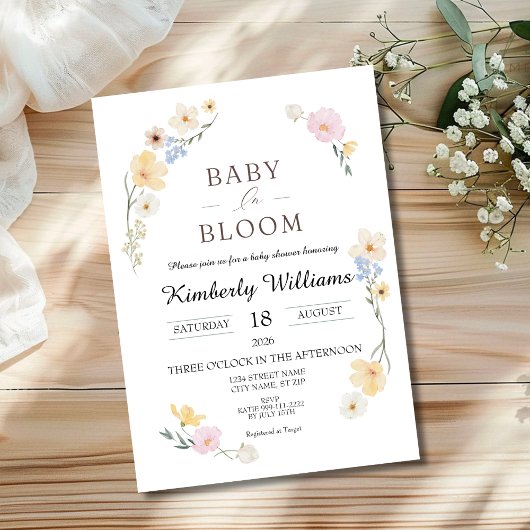 Baby in Bloom Baby shower Invitation