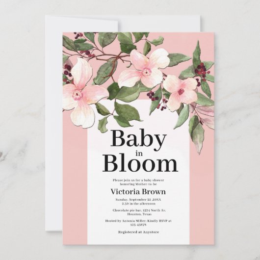 Baby in Bloom Baby shower Invitation (Devant)