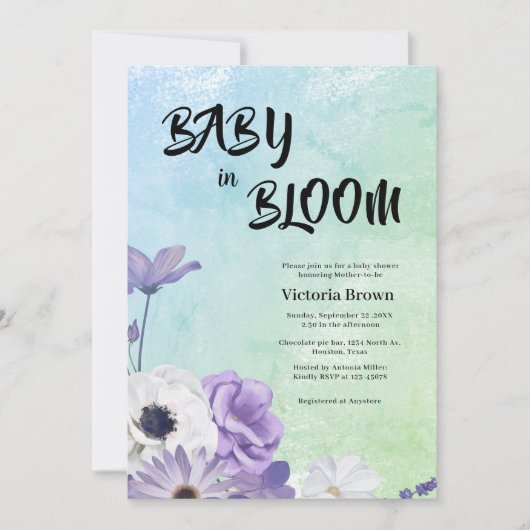Baby in Bloom Baby shower Invitation (Devant)