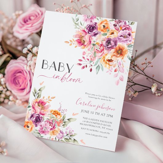 Baby in Bloom Baby Shower Invitation | Blush Pink 
