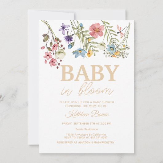Baby in Bloom Baby shower Invitation Bundle (Devant)