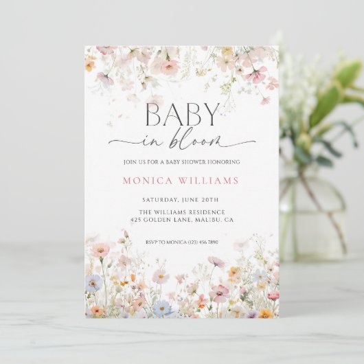 Baby in Bloom Baby shower Invitation Editable Wild (Debout devant)