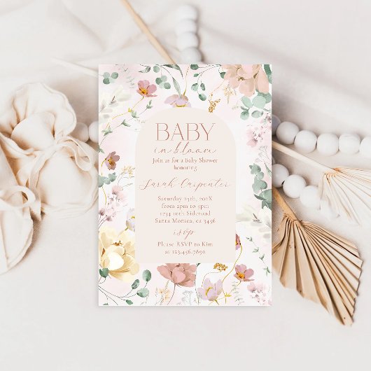 Baby in Bloom Baby shower Invitation fille