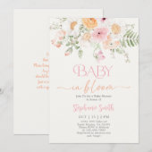 Baby in Bloom Baby shower Invitation fille (Devant / Derrière)