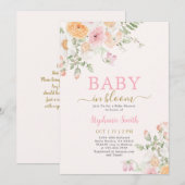 Baby in Bloom Baby shower Invitation fille (Devant / Derrière)