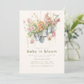 Baby in Bloom Baby shower Invitation Kaart (Staand voorkant)