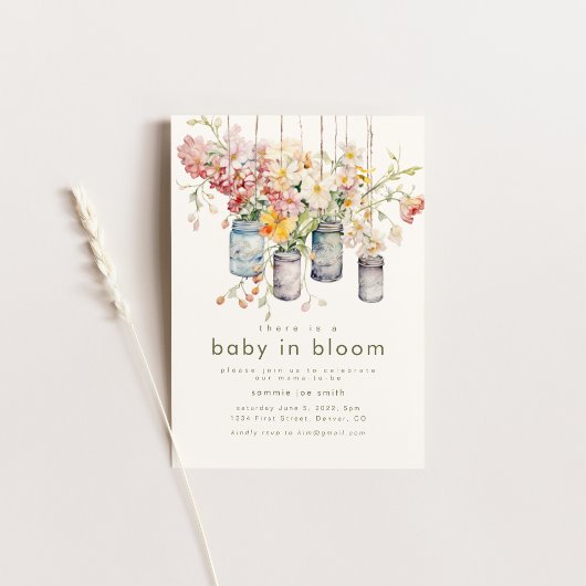 Baby in Bloom Baby shower Invitation Kaart