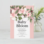 Baby in Bloom Baby shower Invitation Kaart (Staand voorkant)
