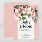 Baby in Bloom Baby shower Invitation Kaart (Voorkant / Achterkant)