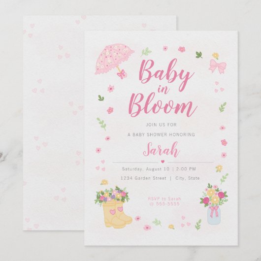 Baby in Bloom Baby Shower Invitation | Spring  (Devant / Derrière)