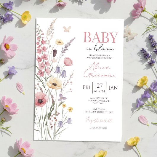 Baby in Bloom Baby Shower Invitation Wildflowers