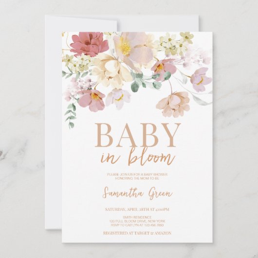 Baby in Bloom Baby shower Kaart (Voorkant)